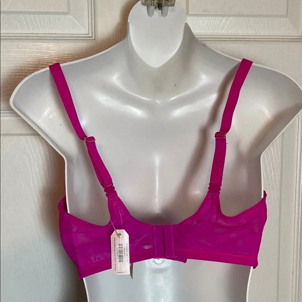 Dobreva Sexy Pink Lace Underwire Bra Size 36E Adjustable Strap